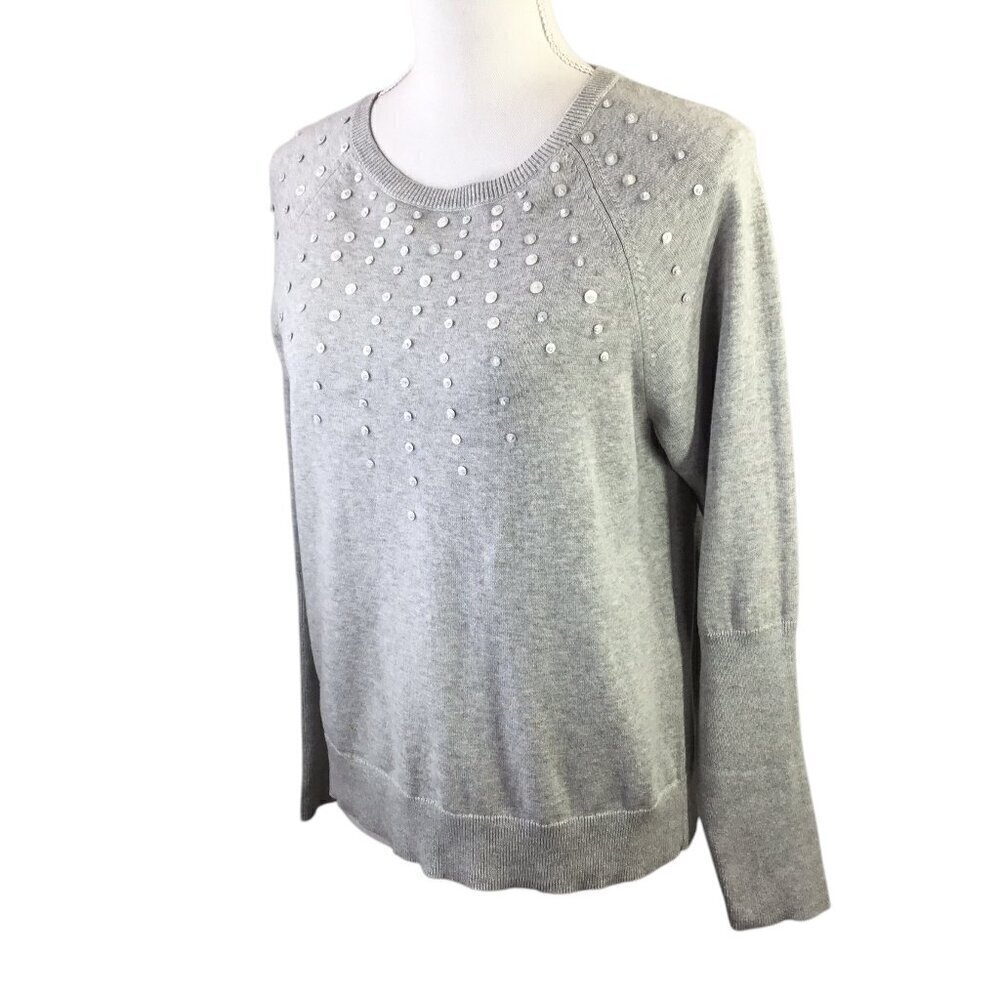 Sundance Constellation Pullover Beaded Sequin Sweater Gray Grey Size Large